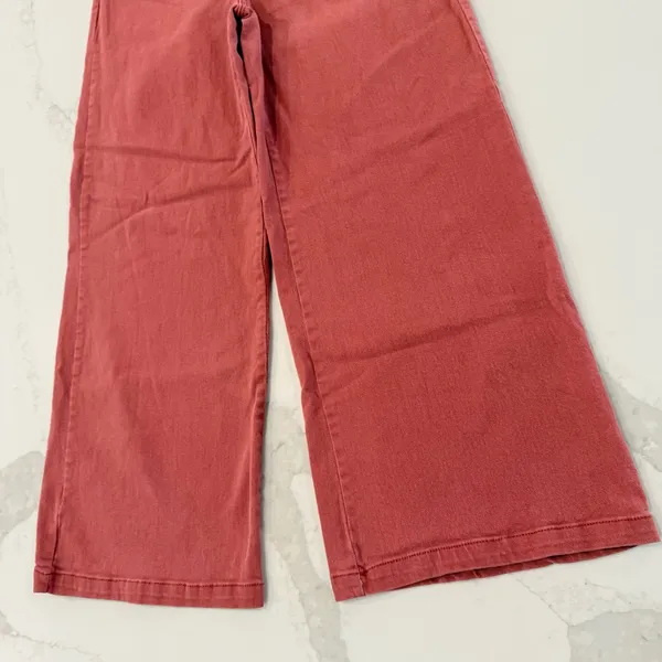 Entro High Rise Wide Leg Denim Jeans Womens Size Large Rust Red Bohemian Stretch - Image 3