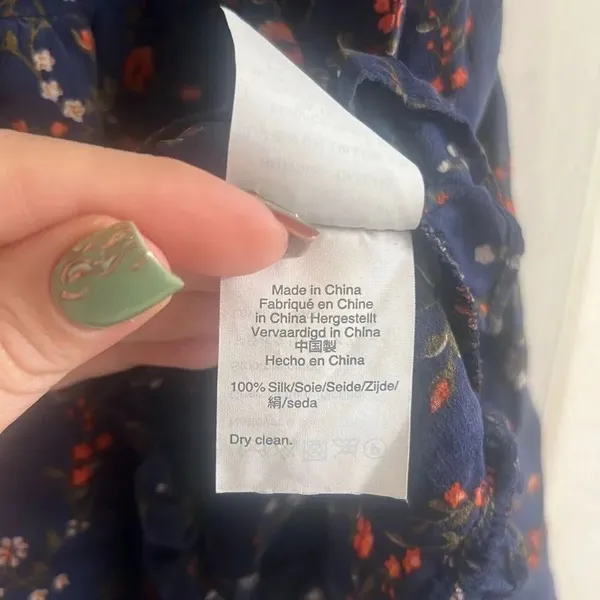 ✨Madewell Silk Stanza Ruffle-Hem Sz Large Top in Moonless Floral✨ - Image 8