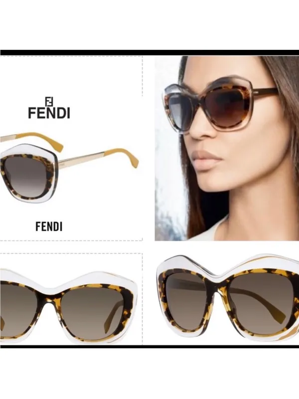 Fendi Tortoiseshell Cat Eye Sunglasses with Gold Temples - Image 2