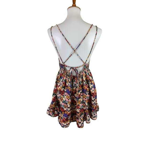 Urban Outfitters M Floral Mini Dress Ruffle Hem Cottagecore Festival Boho Y2K - Image 3