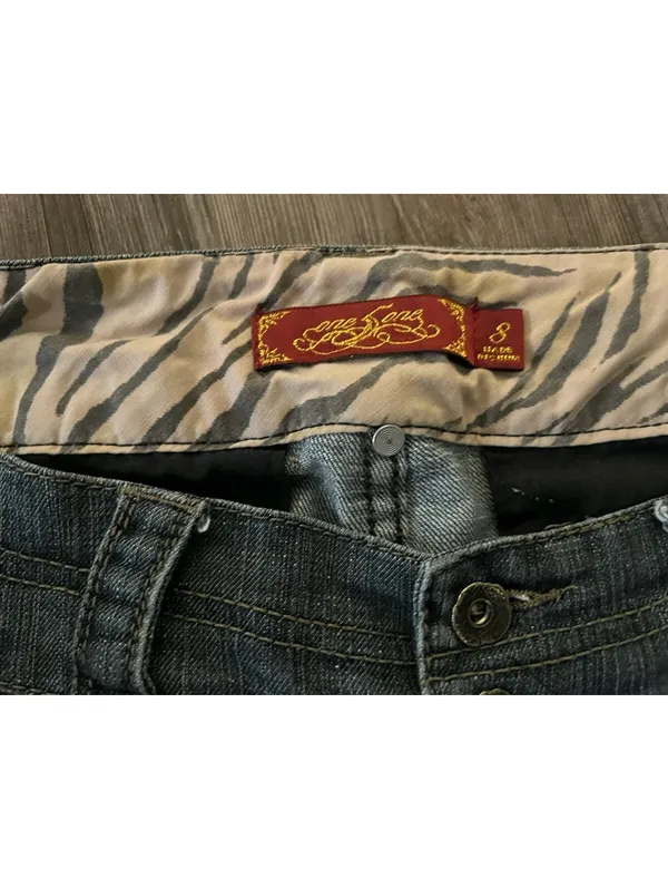 Y2K One 5 One Denim Bermuda Capri Jean Shorts Dark Wash 8 - Image 2
