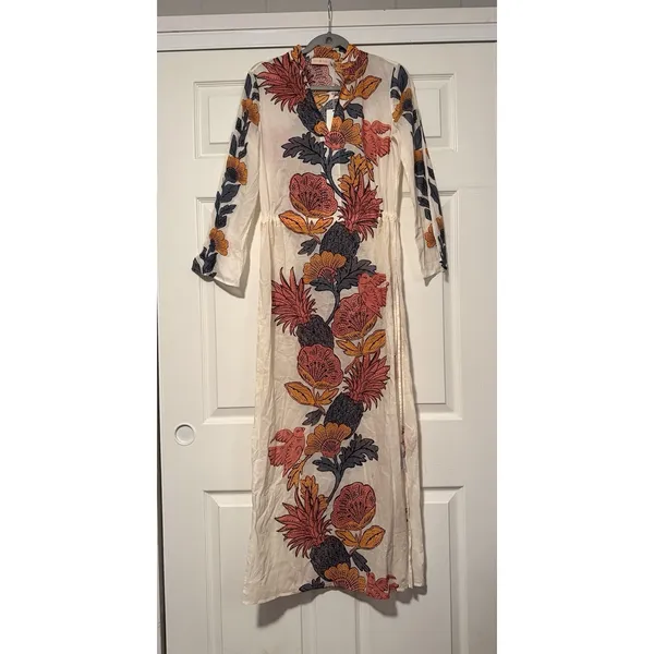 Tory Burch $358 Sheer Caftan Floral‎ Bird Orange Wonderland Beach Sheer Cover Up - Image 2