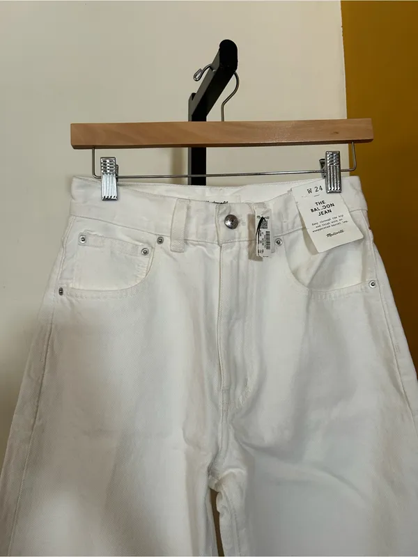 Madewell The Balloon Jean White Barrel Leg Jeans Baggy‎ NWT Size 24 (US 00) - Image 4