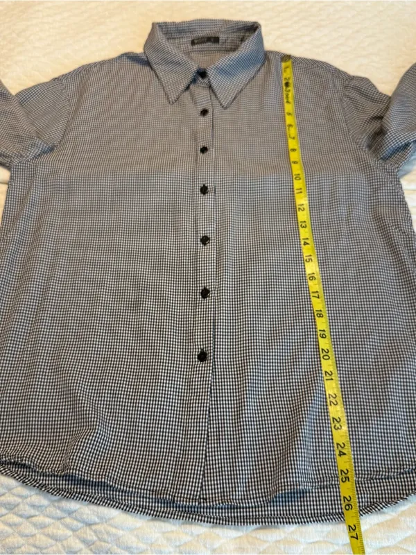 Motf Black White Gingham Blouse Top Women’s Size Large Office Business Classic - Image 8
