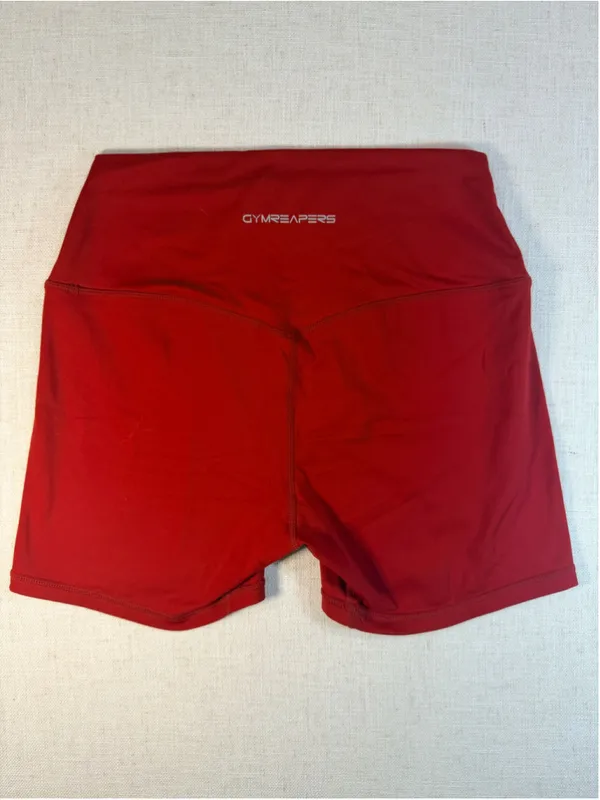 Gymreapers Women’s High Waisted Biker Athletic Gym Shorts Rust Brick Red Medium - Image 7