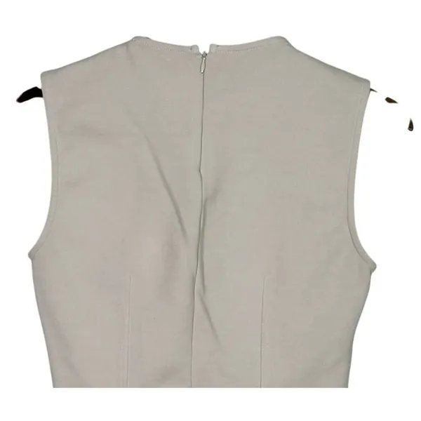 Zara Sleeveless Detailed Lining Fitted Classy Blouse Top Back Zip Up L Beige - Image 5
