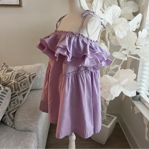 Free People Have A Thing For You Lavender Ruffle Strap Mini Dress - Image 8