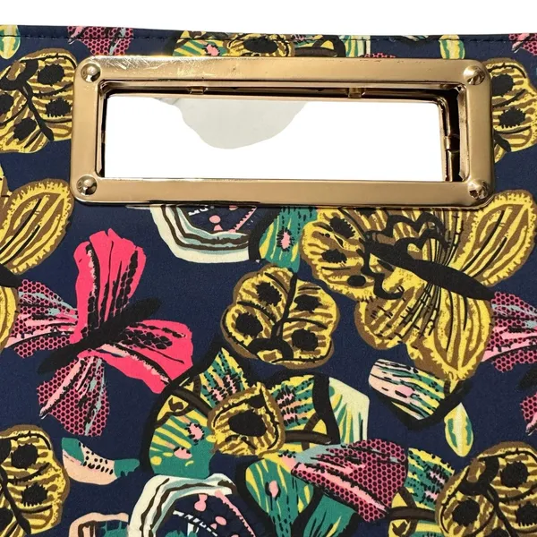 Multicolor Butterfly Rectangular Convertible Clutch Crossbody Purse Wedding Blue - Image 4