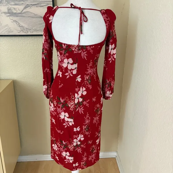 REFORMATION Red‎ Floral Mabille Midi Dress Size 2 - Image 6