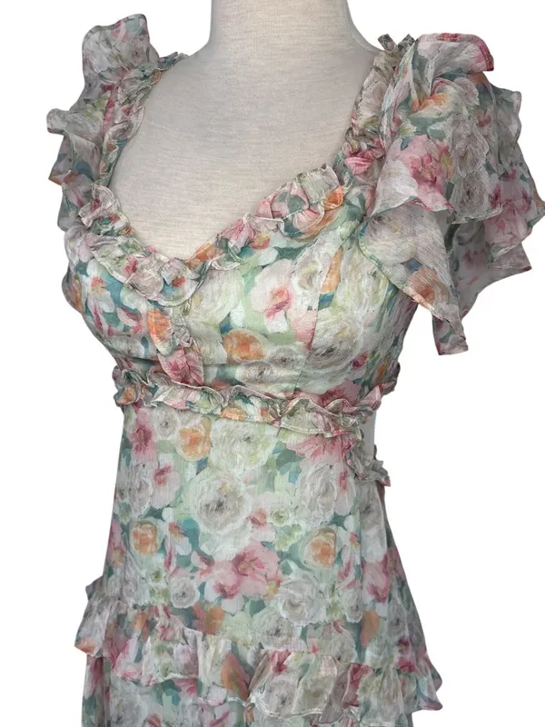 ASTR the Label Mable Dress in Light Green Floral Small New Womens Long Maxi - Image 5