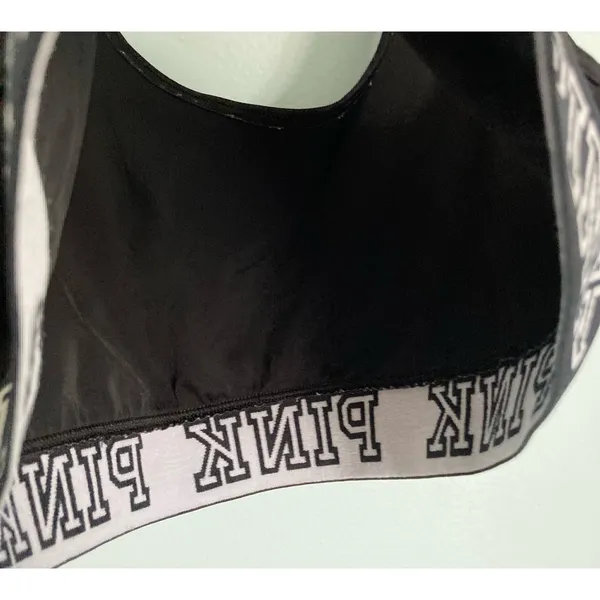 PINK Sports Bra Small Black Athleticwear Athleisure Activewear - Image 5