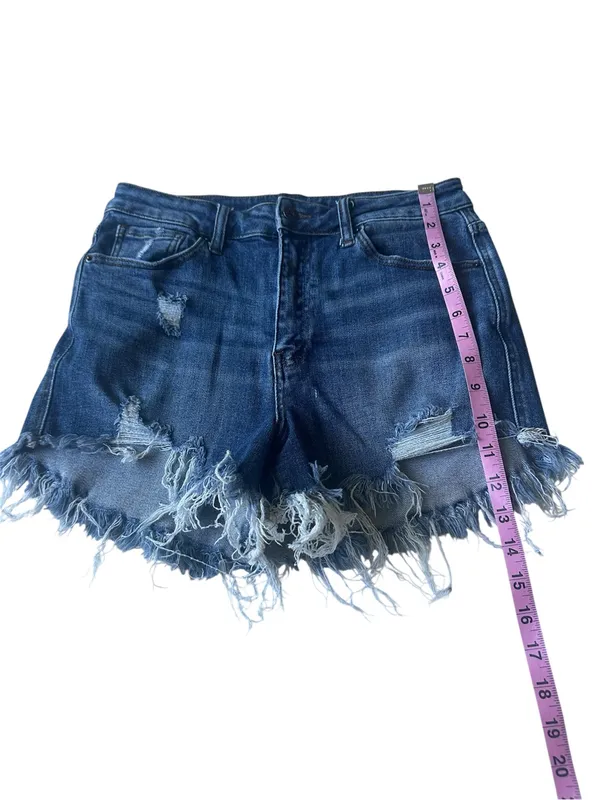Risen High Rise Distressed Denim Shorts - Image 6