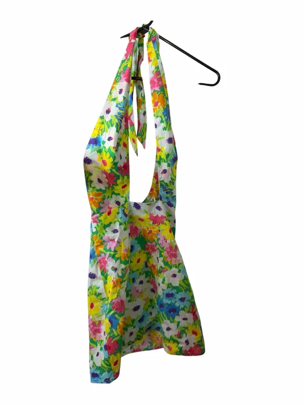 Karlie Multicolor Floral Halter Dress with Green and Pink Accents NWT - Image 4