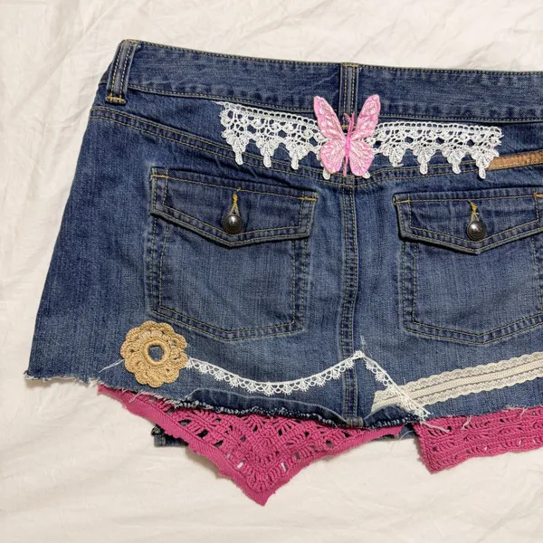 Vintage Abercrombie & Fitch Mini‎ Skirt Womens Size 6 Blue Denim Pleated Y2K 90s - Image 7
