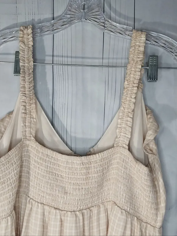 American Eagle Plaid Mini Boho Cottagecore Casual Prairie Peasant Sundress - Image 7