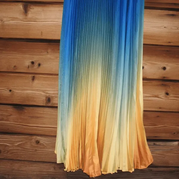 MAC DUGGAL 49903 Blue Ombre Pleated Charmeuse One-Shoulder Gown Dress 4 Flaws - Image 9
