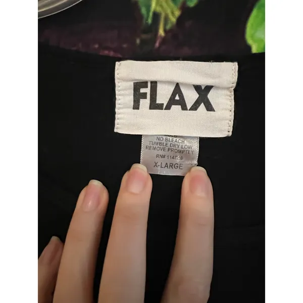 Flax Classic Short Sleeve T-Shirt Black 100% Cotton Lounge Crewneck Women's XL - Image 3