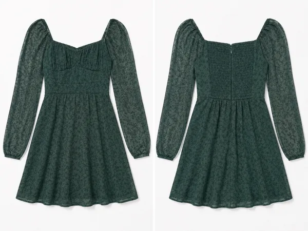 Hollister Green Floral Long Sleeve Dress - Image 2