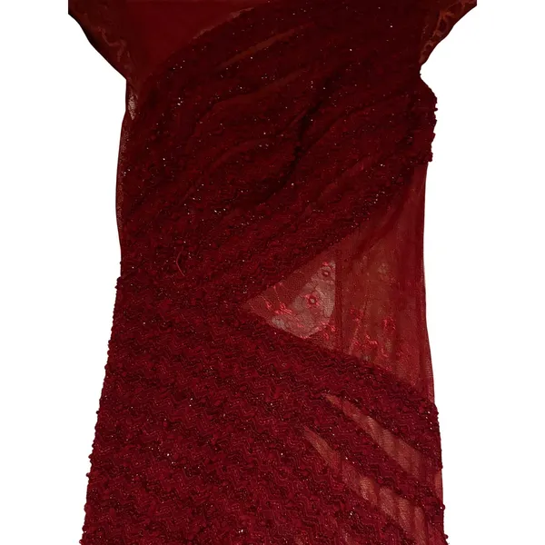 Azzure Couture Burgundy Beaded Lace Open Back Mermaid Evening Gown Dress 6 - Image 8