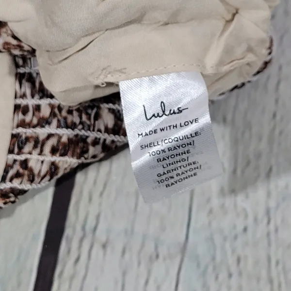 Lulus Fiercely In Love‎ Leopard Print Tie Front Crop Top XS Beige Black - Image 5