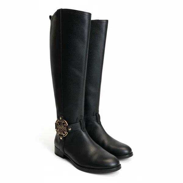 Tory Burch Womens‎ Leather Amanda Tall Riding Boots Size 7 Black Equestrian - Image 2