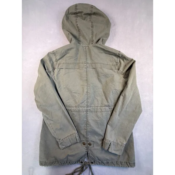 Ambiance Womens Hooded Utility Jacket Olive Military Gorpcore Field Coat Medium - Image 3