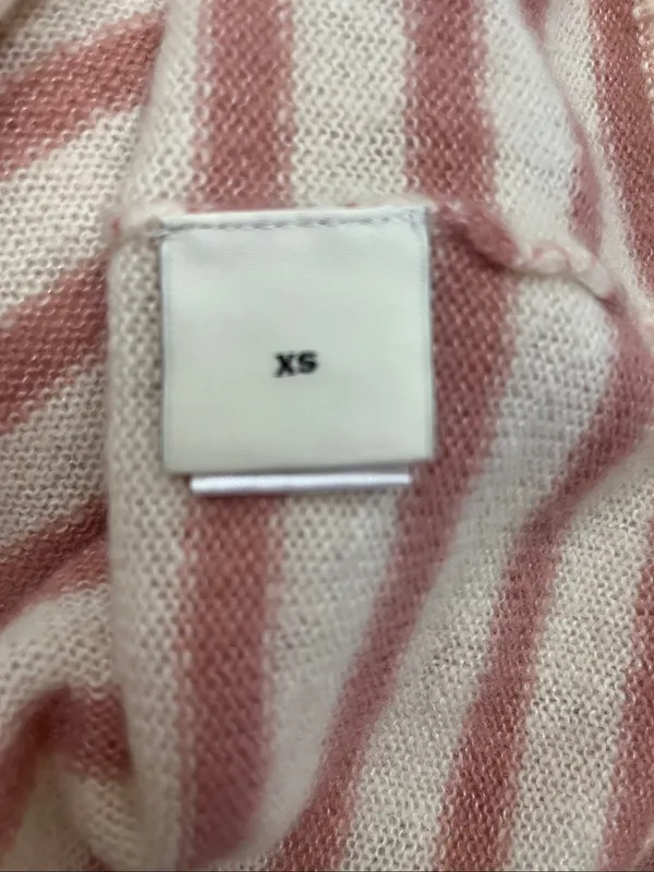 Adam Lippes Cream and Dusty Pink Striped Cashmere Sweater Size XS - Image 4