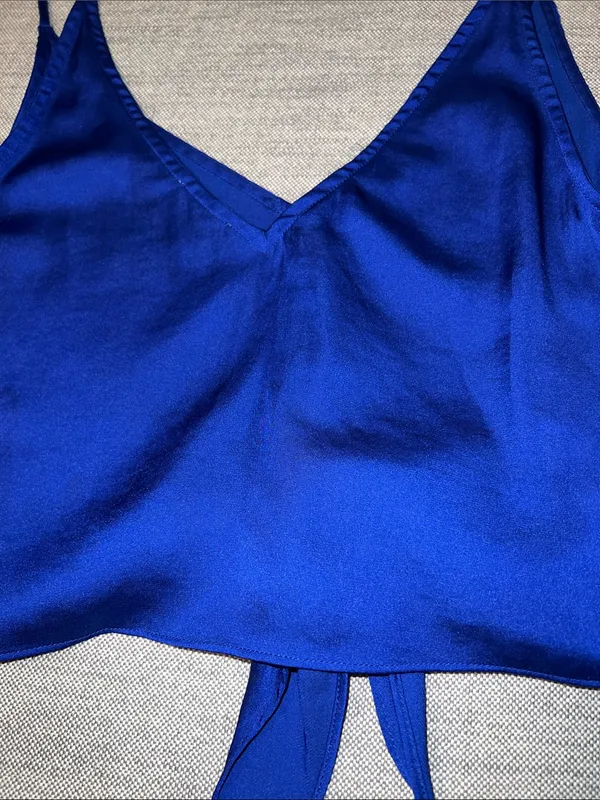 Intimately Free People Royal Blue Tie-Front Spaghetti Strap Crop Camisole - Image 6
