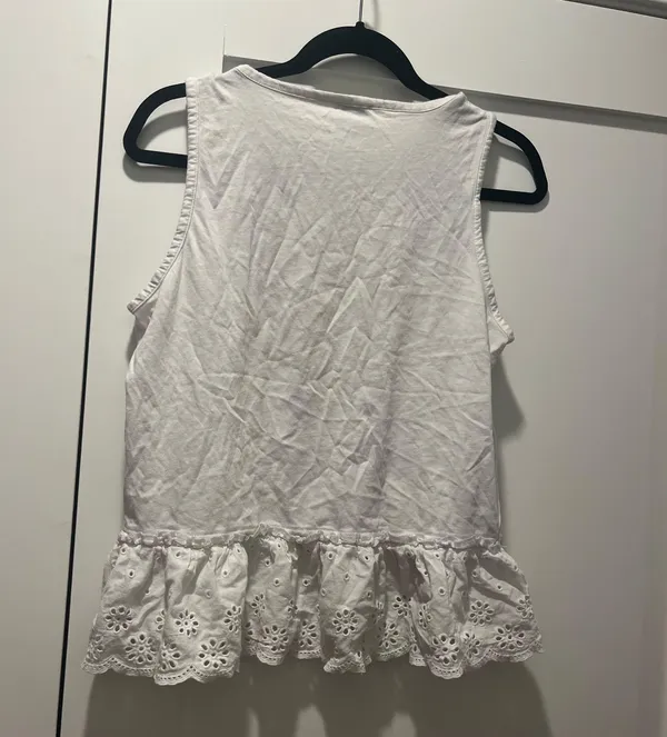 J. Crew White Eyelet Hem Peplum Tank Top Size Medium - Image 3