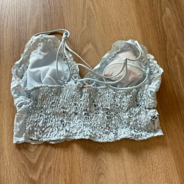 VS Pink Lace Light Blue Bralette - Image 2