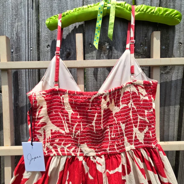Red and white Print Cotton Strappy Dress Fit And Flare M - Image 8