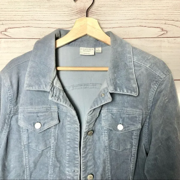 Sonoma Y2K Button Down Corduroy Trucker Shacket Jacket‎ L - Image 2