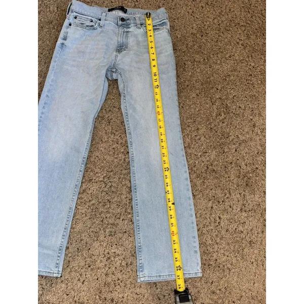 Hollister Men's Blue Light Wash Denim Straight Jeans Stretch 5-Pocket - Image 9