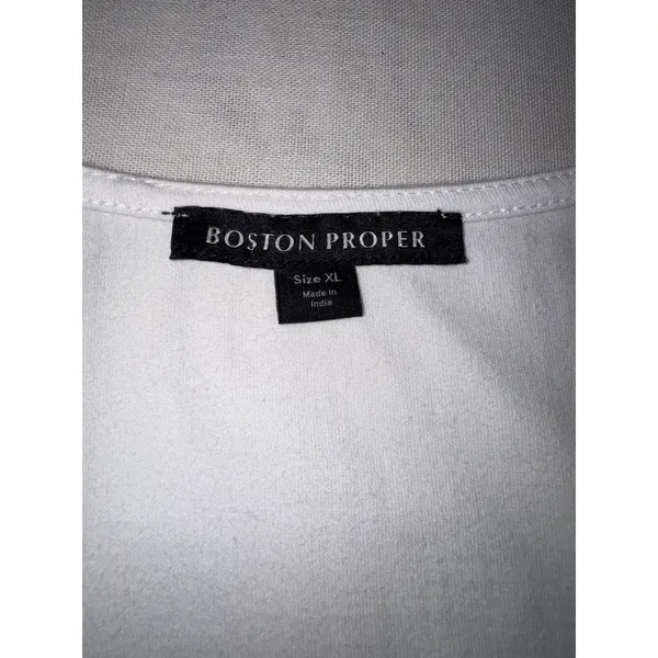 Boston Proper White Puff Sleeve Wrap Top‎ V-Neck Cotton Stretch 32310102 XL - Image 5