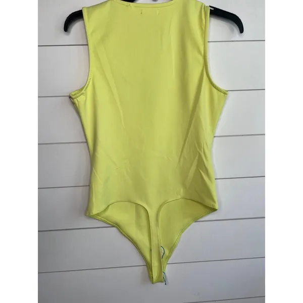 Good American Yellow V Neck Sleeveless Snap Closure GR4850 Bodysuit Large - Image 3
