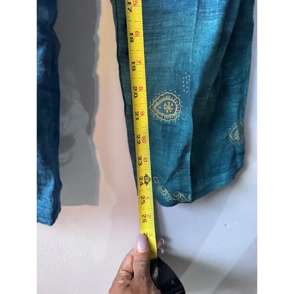Vintage Tres Paquette Byer California Teal Gold Embroidered Tapered Pants S - Image 3