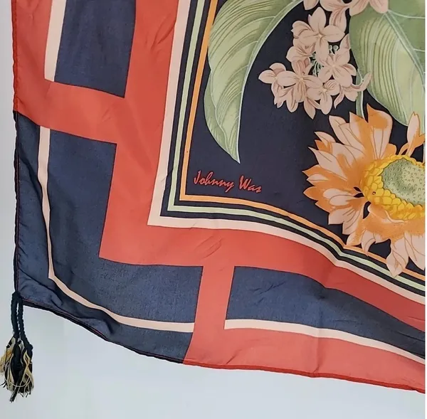 EUC Beautiful Johnny Was Silk Tassled Scarf - Image 2