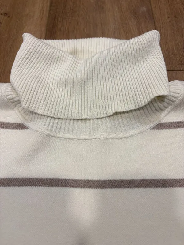 🌟 Free People 🌟 Paulie Striped Turtleneck Sweater Moonbeam Ivory Sz Xs - Image 5