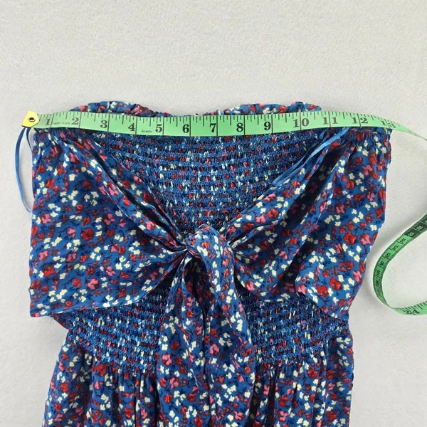 Patrons of Peace 20G Blue Floral Smocked Wide‎ Leg Jumpsuit Women's Size M - Image 8