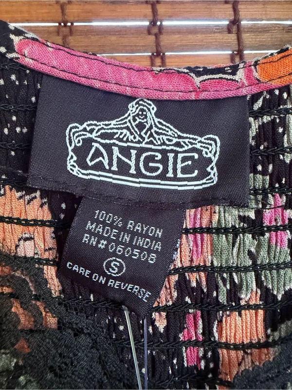 Angie Floral Lace Trim Tiered Midi Dress Size Small NWT Boho - Image 6