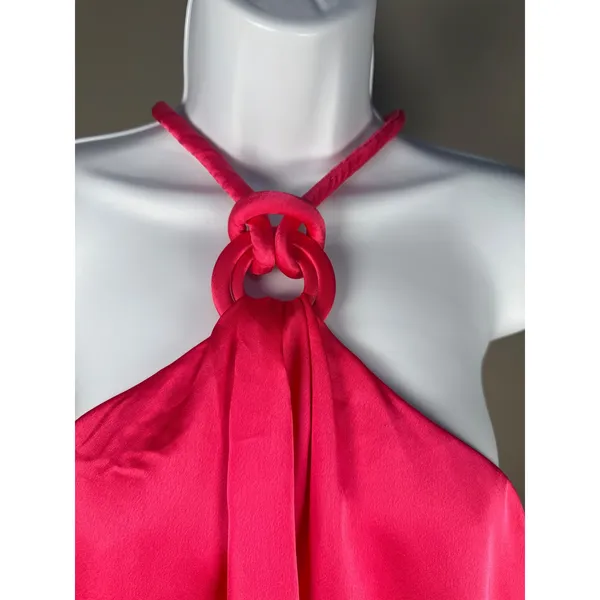 DO+BE Pink‎ Satin Halter Top Barbiecore Coquette Party Going Out Blouse - Image 3