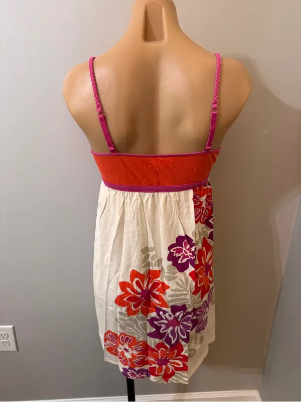 Aeropostale Dress Hibiscus Flowers Orange Pink Purple Medium 2009 - Image 2