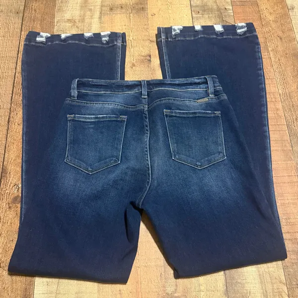 KanCan Women's Dark Denim Kurvy Mid-Rise Flare Jeans Sz 30 Stretch Boho Festival - Image 7