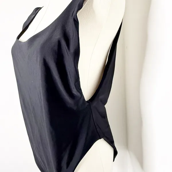 Aerie Black Scoop Neck Low Back One Piece Swimsuit Marlot Size XL - Image 3