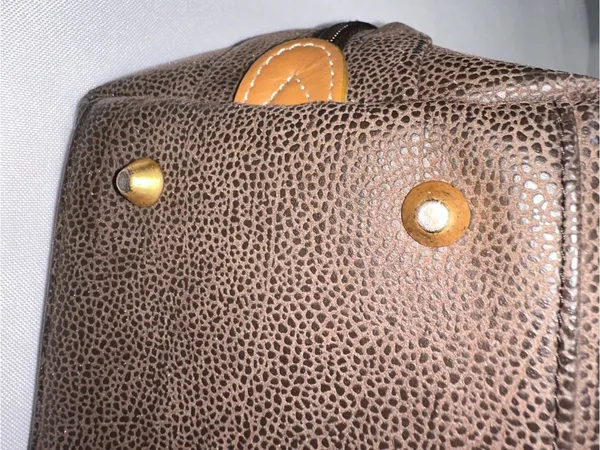 Vtg Jump Boyt Brown Pebbled Faux Leather Tote Purse Shoulder Bag Map Print⁠ - Image 10