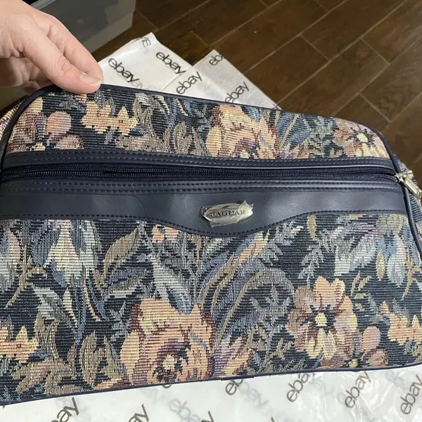 Vintage Jaguar Floral Tapestry Travel Bag Duffel Carry-on - Image 10
