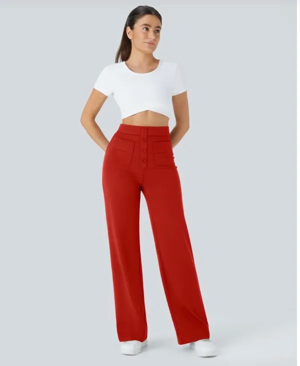 Red Halara Fun Work Pants  - Image 3