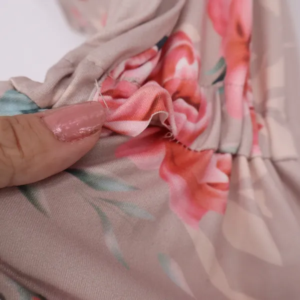 Floral Wide Leg Jumpsuit Mauve Pink Rose Print Spaghetti Strap Pockets Large - Image 6