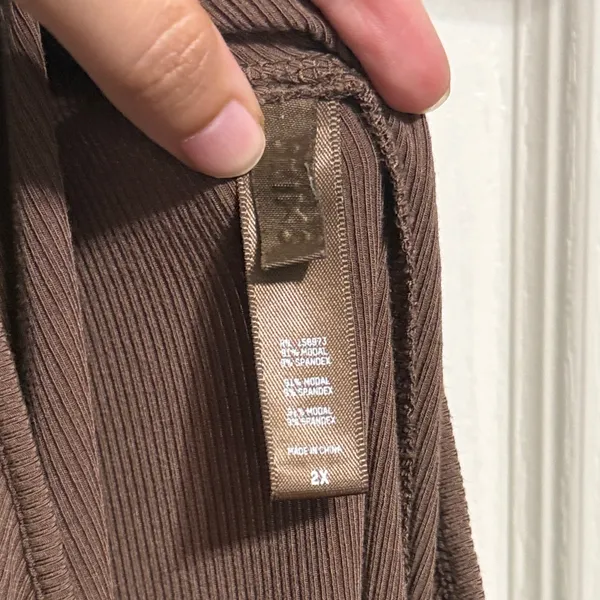 Skims Soft Lounge Cut Out One Shoulder Brown Ribbed Mini Dress Oxide Minimalist - Image 4