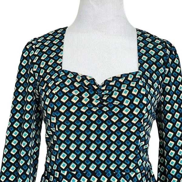 B.O.G. Band Of The Free Womens Genevieve Teal‎ Diamond Long Sleeve Mini Dress S - Image 4